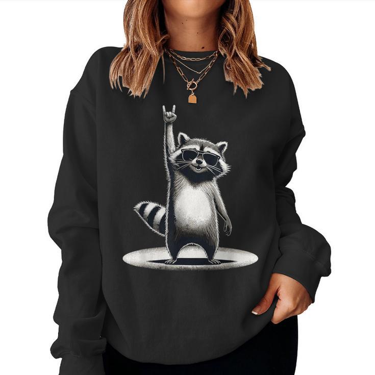 Rétro Raton Laveur Rock Musique Cadeau Homme Enfant Drôle Raton Laveur Sweat-shirt pour femme