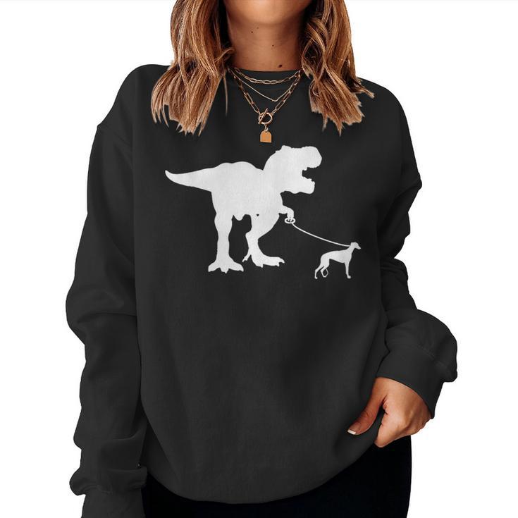 T-Rex Walking Greyhound Divertente Cane Mamma Papà Dinosauro T Rex Women Sweatshirt