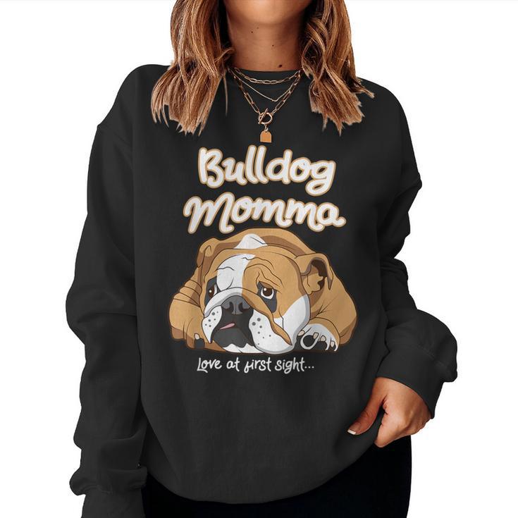 かわいいイングリッシュブルドッグ Momma Bullie Love At Firstight レディーススウェットシャツ