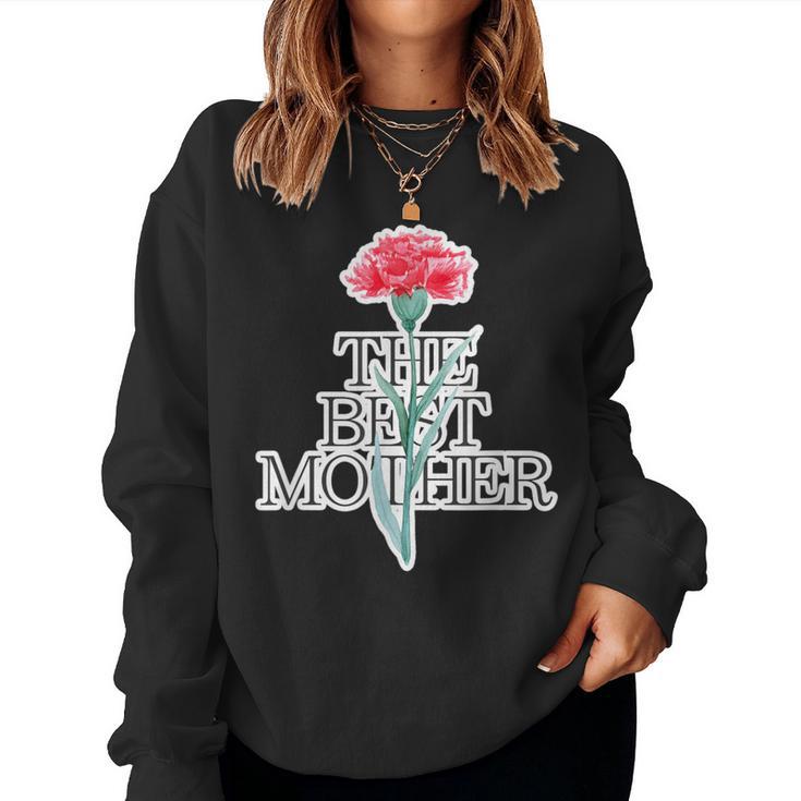 カーネーション The Best Mother 最高の母親【母の日】ピンク《ポップ フォント》メッセージ レディーススウェットシャツ