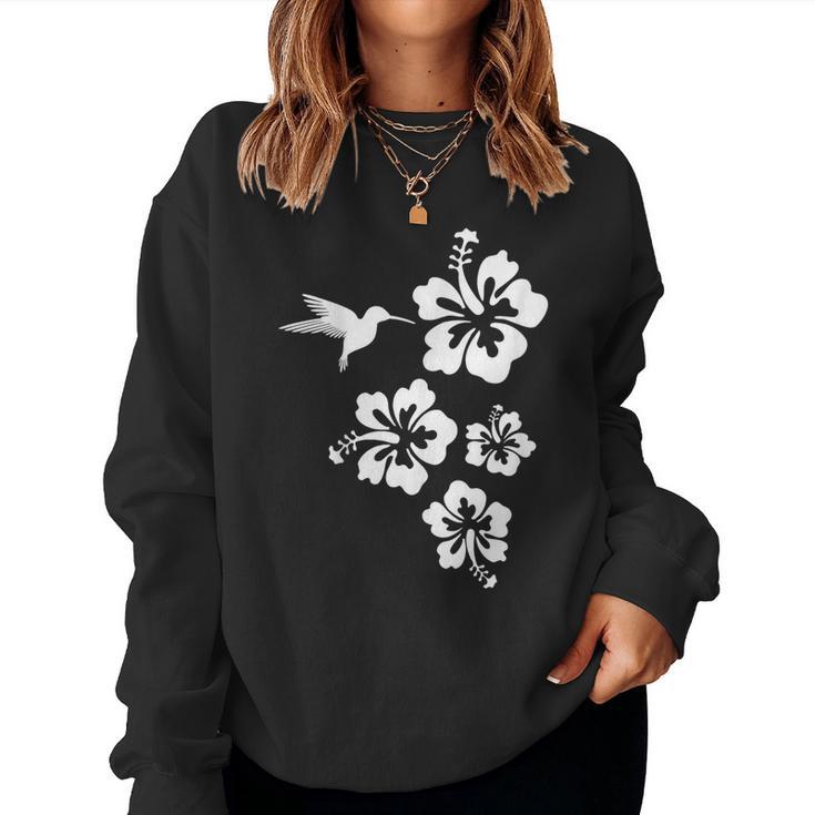 ハチドリ、ハイビスカス、花、男性、女性、子供 Tropical Hummingbird Hibiscus Flowers レディーススウェットシャツ