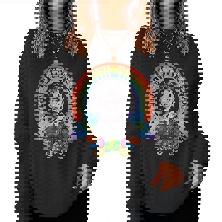 フローレンス・ナイチンゲール Groovy Nurse Go With Flo レトロレインボー レディーススウェットシャツ