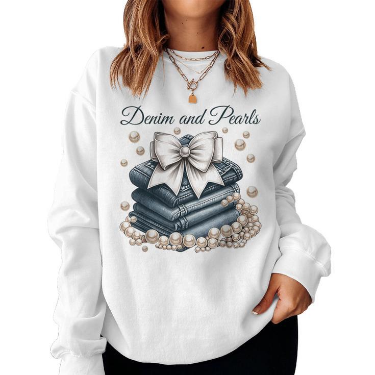 Denim And Pearls For Mom Women Sweatshirt