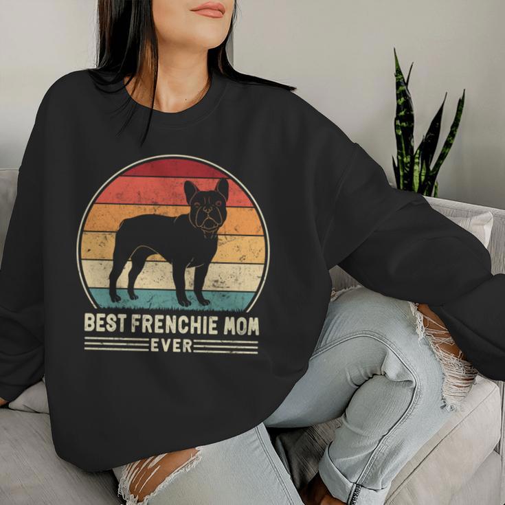 Best Frenchie Mom Ever レトロ フレンチブルドッグ ドッグ ママ 長袖tシャツ レディーススウェットシャツ 彼女への贈り物