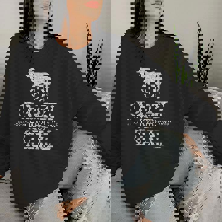 Crazy Horse Girl 、ストレスを感じたエクエストリアン愛好家へのギフト レディーススウェットシャツ 彼女への贈り物