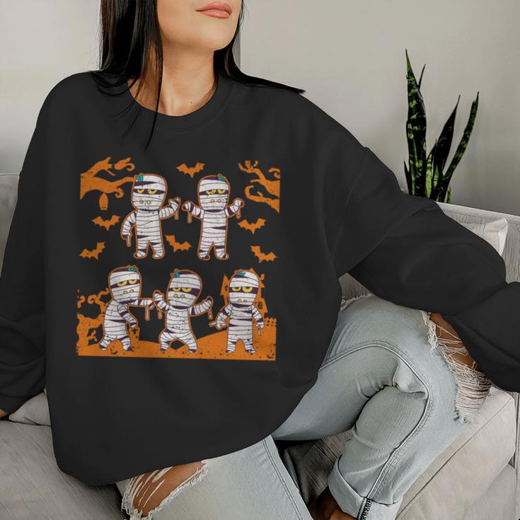 Dabbing Dancing Mummy ハロウィン ダブ ダンス ポーズ ミイラ 長袖tシャツ レディーススウェットシャツ 彼女への贈り物