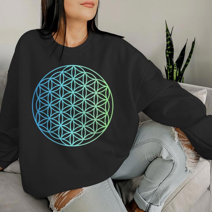 Flower Of Life 宇宙のポジティブなエネルギー フラワーオブライフ 長袖tシャツ レディーススウェットシャツ 彼女への贈り物