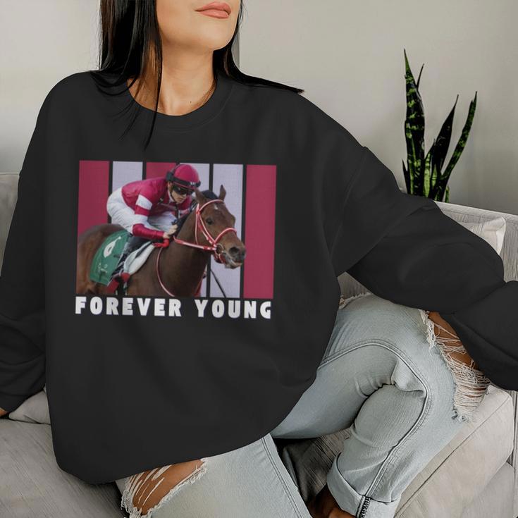 Forever Young Horse、競馬、デルマール、サンタアニタ 長袖tシャツ レディーススウェットシャツ 彼女への贈り物