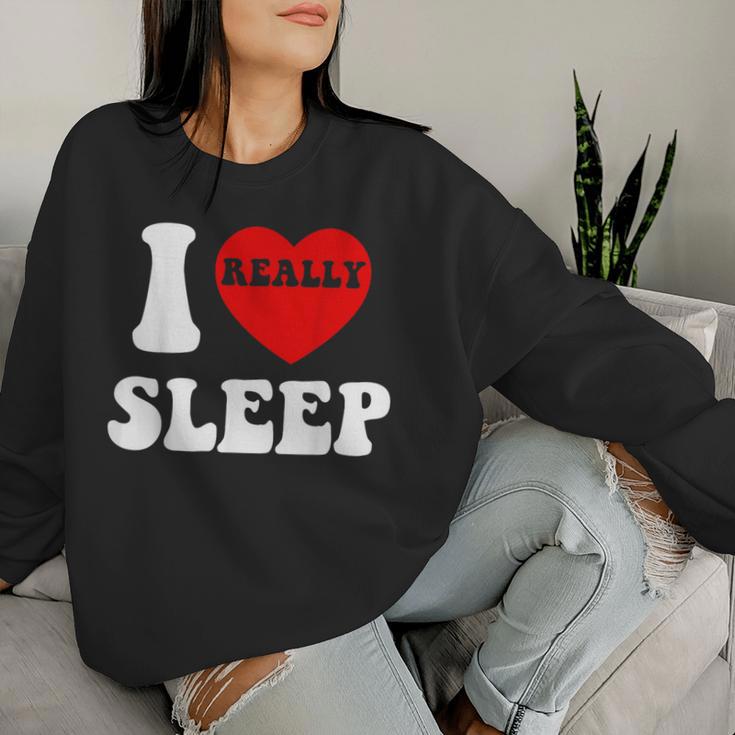 I Loveleep Heart Naps Lazy Relaxing For Men レディーススウェットシャツ 彼女への贈り物