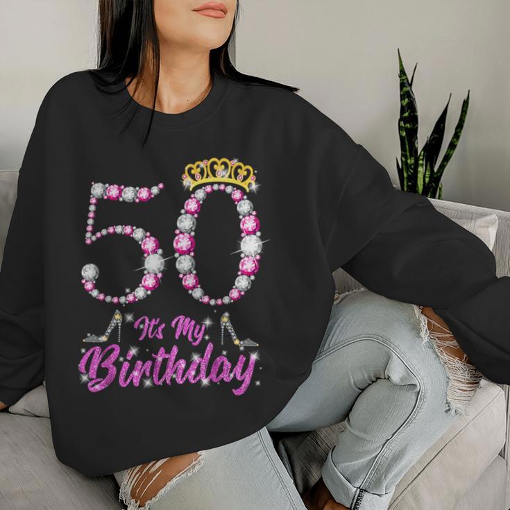 It's My 50Th Birthday Queen Tiarahoes 50歳 Old Bday ギフト レディーススウェットシャツ 彼女への贈り物