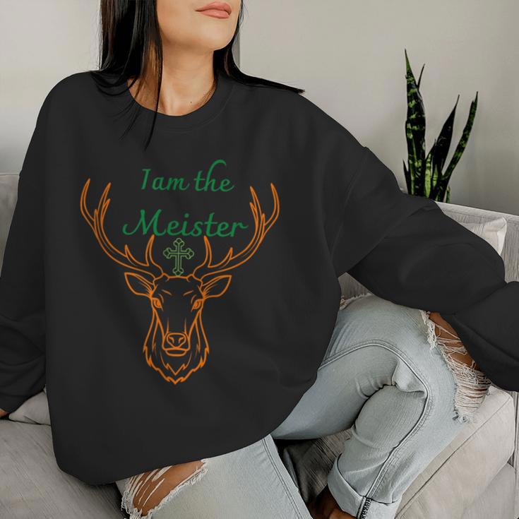 Jaegermeister Meister Deer Family Dad Mum Cheeky レディーススウェットシャツ 彼女への贈り物
