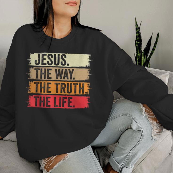Jesus The Way The Truth Life Erse Christian Worship レディーススウェットシャツ 彼女への贈り物