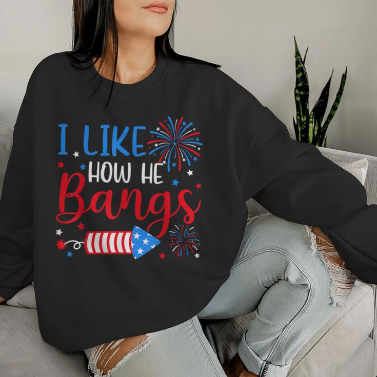 I Like How He Bangs マッチング カップル 4Th Of July 花火 レディーススウェットシャツ 彼女への贈り物