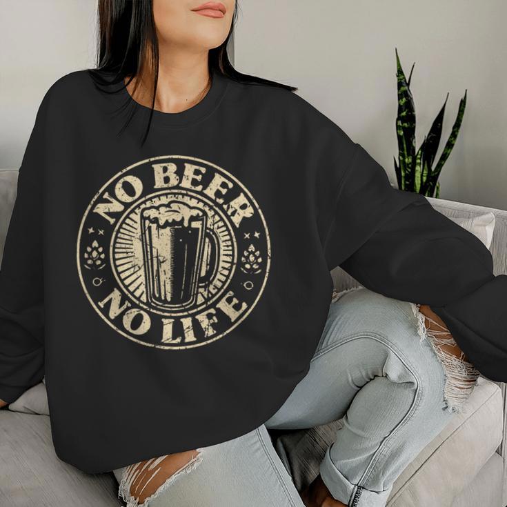 No Beer No Life ヴィンテージドリンク ビール愛好家 ビールファン向け レディーススウェットシャツ 彼女への贈り物