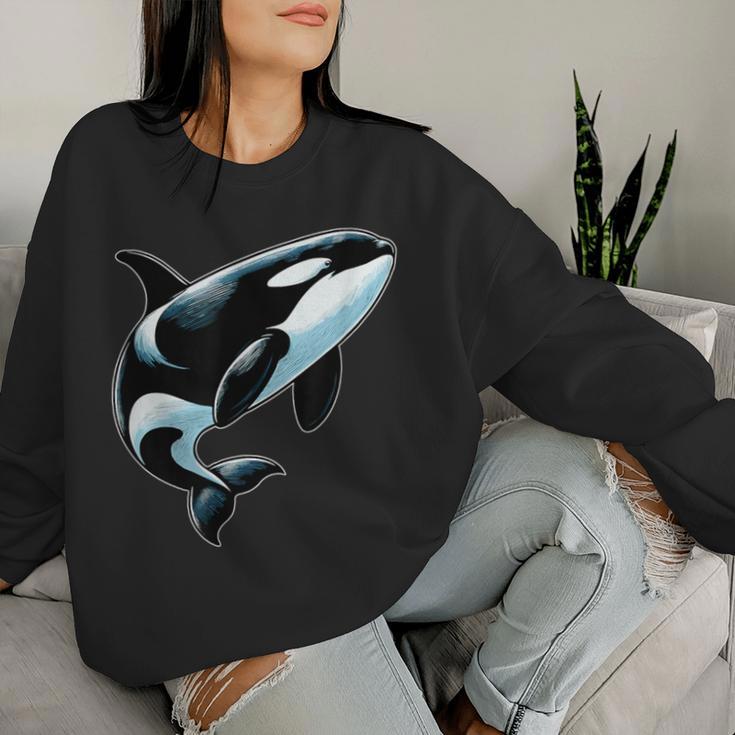 Orca シャツ オーシャン シャチ 恋人 男性 男の子 女の子 キッズ シャチ レディーススウェットシャツ 彼女への贈り物