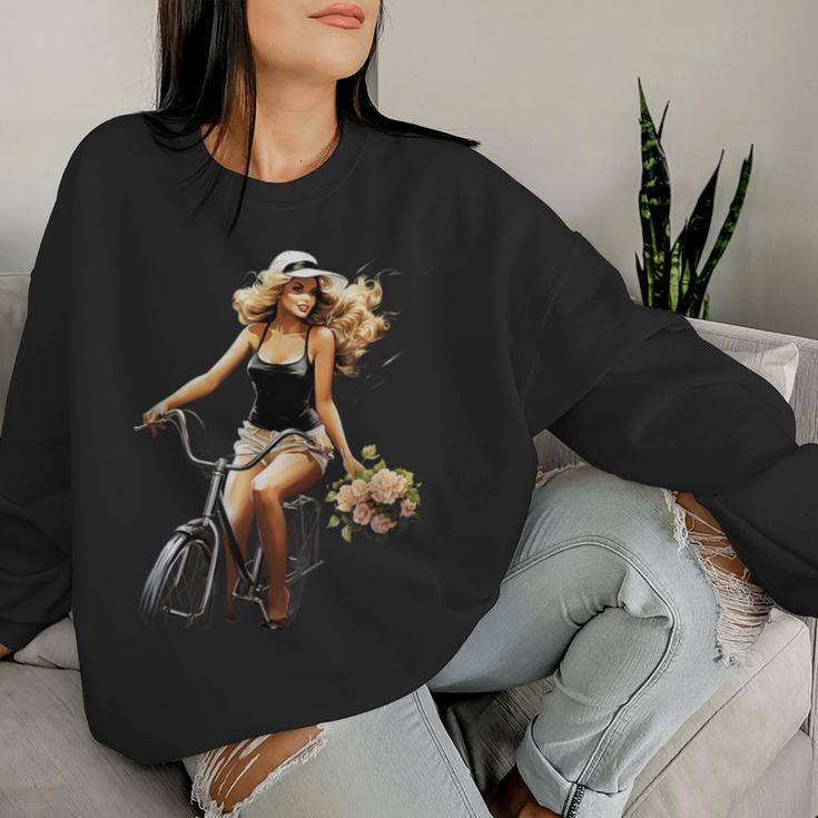 Pinup Girl 自転車 乗馬 サイクリスト ヴィンテージ レディーススウェットシャツ 彼女への贈り物