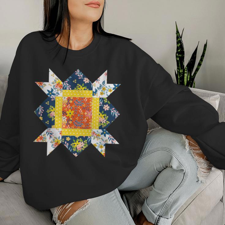 Quilters クラシック風防キルトブロック 花柄パッチワーク レディーススウェットシャツ 彼女への贈り物