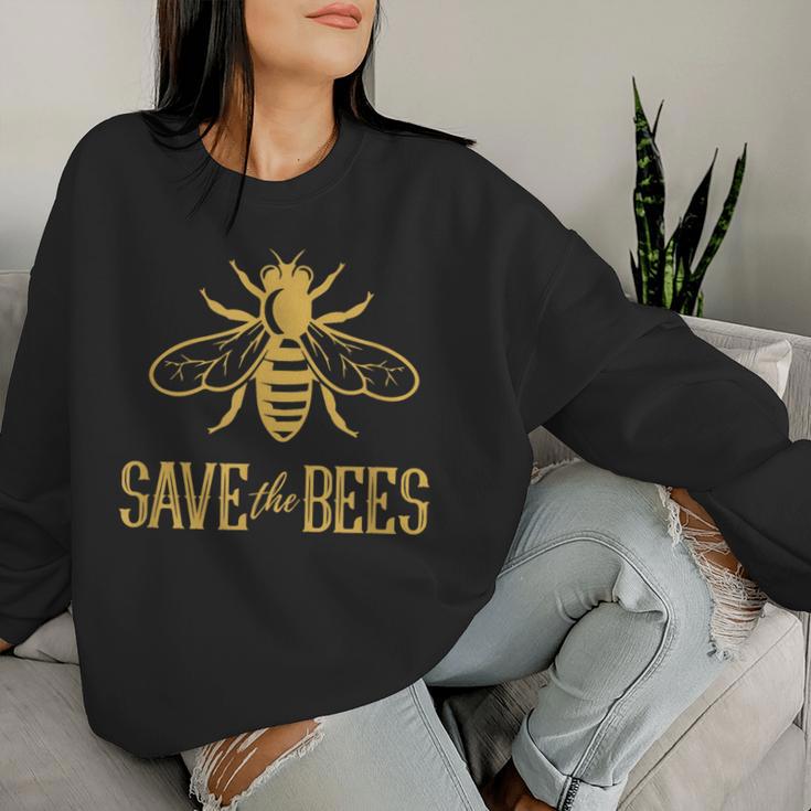 Save The Bees 花、じんましん、アースデイ、環境、平和 レディーススウェットシャツ 彼女への贈り物
