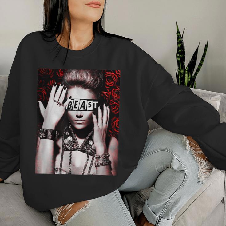 Trendy Floral Beast Girl Photo レディーススウェットシャツ 彼女への贈り物