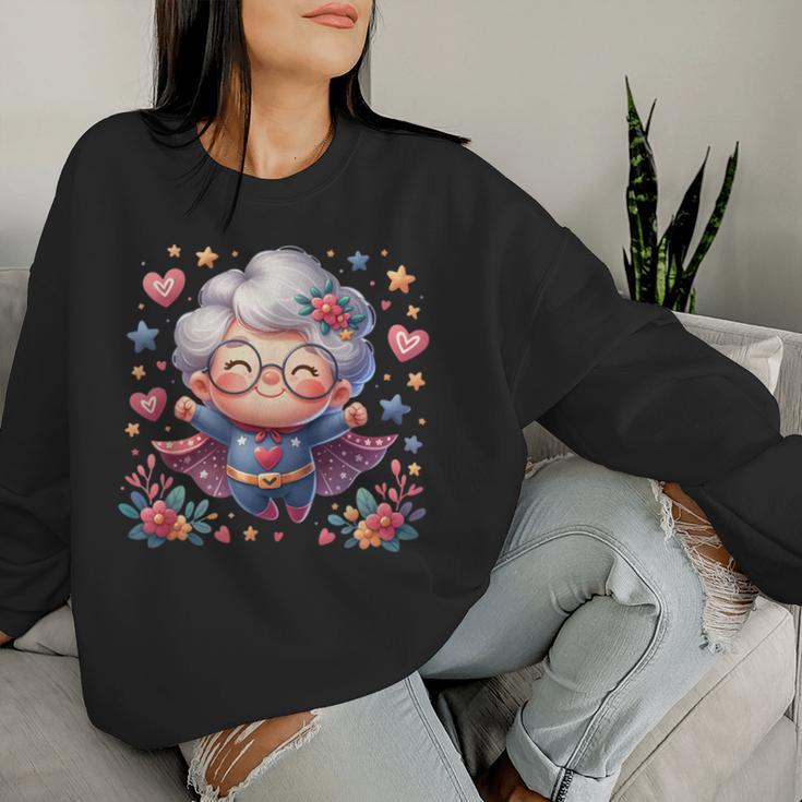 かわいいスーパーヒーローおばあちゃんスーパーヒーローおばあちゃん レディーススウェットシャツ 彼女への贈り物