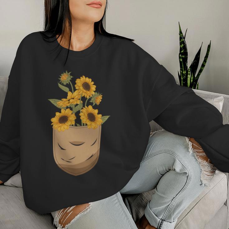 ゴッホ ひまわり ポケットアート 花柄 恋人スタイル 長袖tシャツ レディーススウェットシャツ 彼女への贈り物