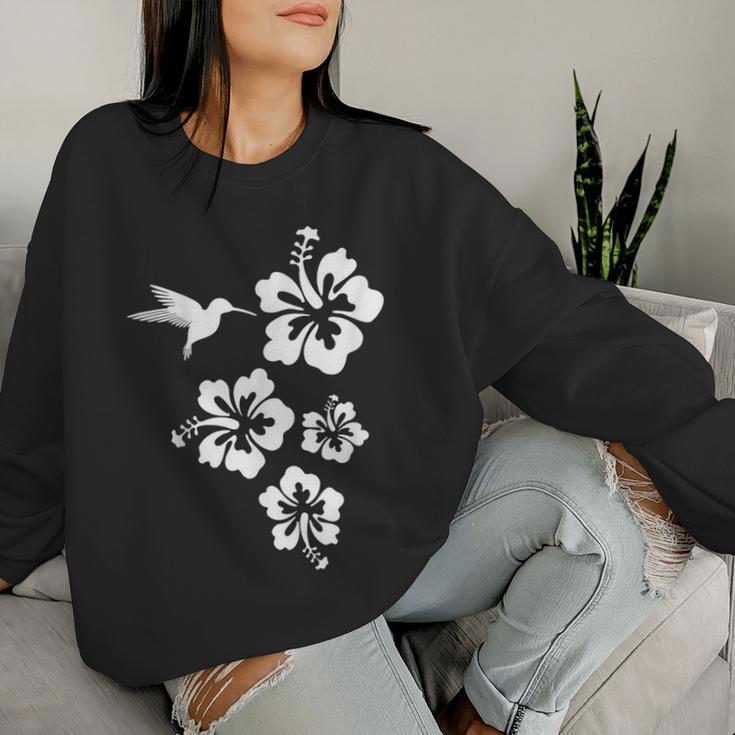 ハチドリ、ハイビスカス、花、男性、女性、子供 Tropical Hummingbird Hibiscus Flowers レディーススウェットシャツ 彼女への贈り物