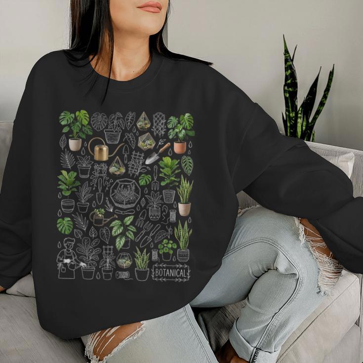 植物愛好家 グラフィック ボタニカル 花 ボタニスト 観葉植物 レディーススウェットシャツ 彼女への贈り物