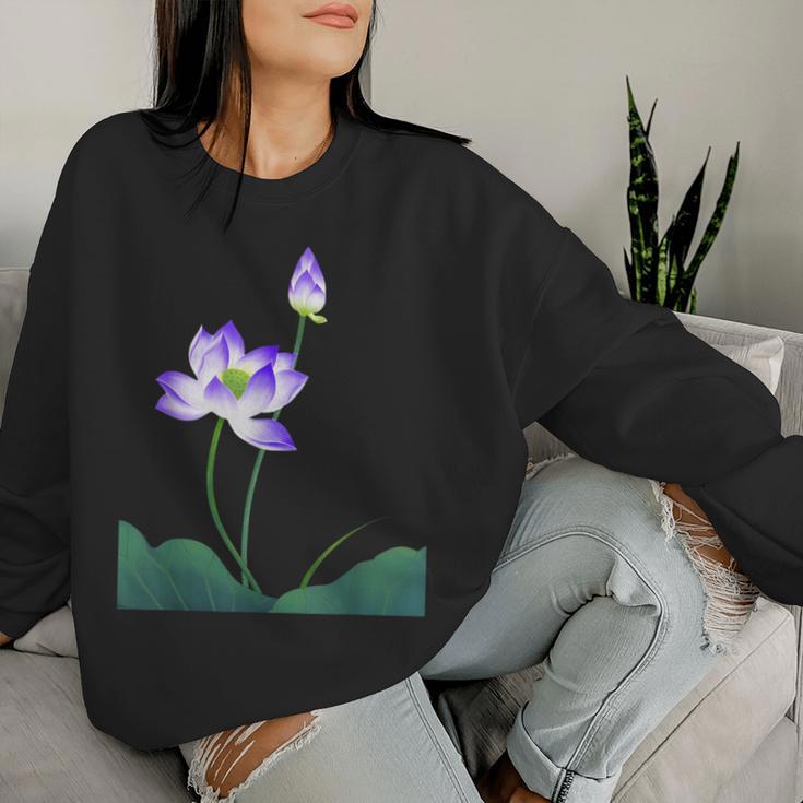 蓮の花シャツ 美しい紫蓮の花 レディーススウェットシャツ 彼女への贈り物