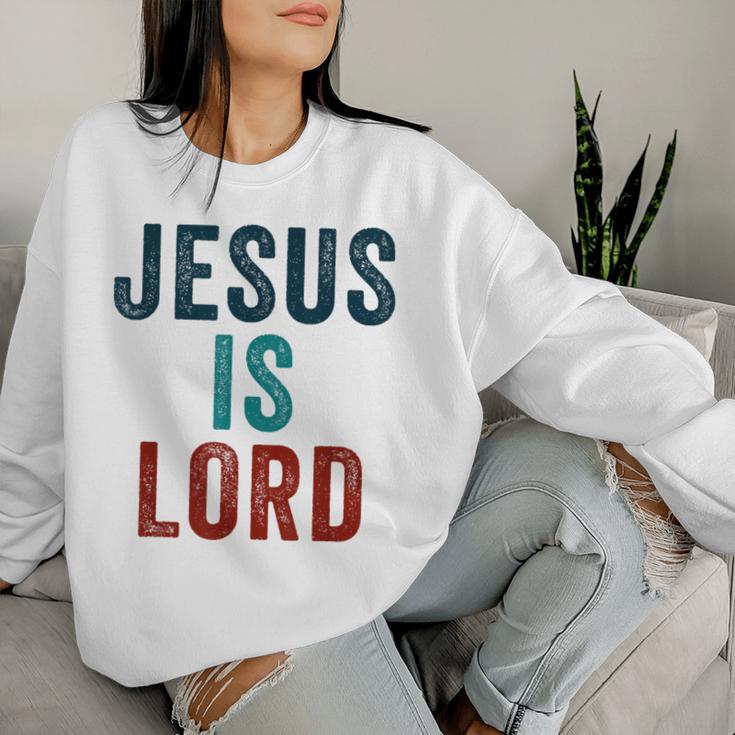 Jesus Is Lord – Christian Faithintage Born-Again Graphic レディーススウェットシャツ 彼女への贈り物