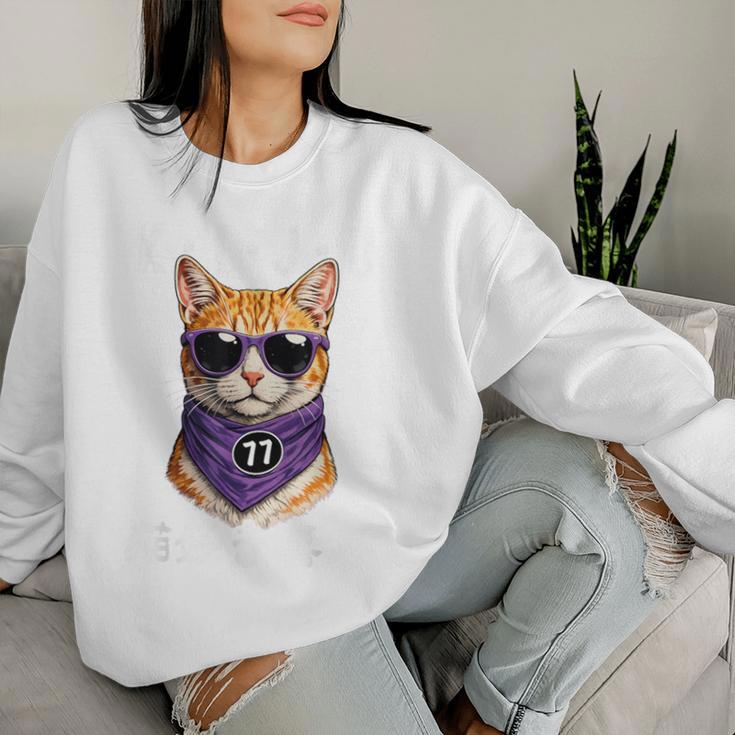 喜寿 77歳 Kiju 猫好き 誕生日 可愛い 男性 女性 レディーススウェットシャツ 彼女への贈り物