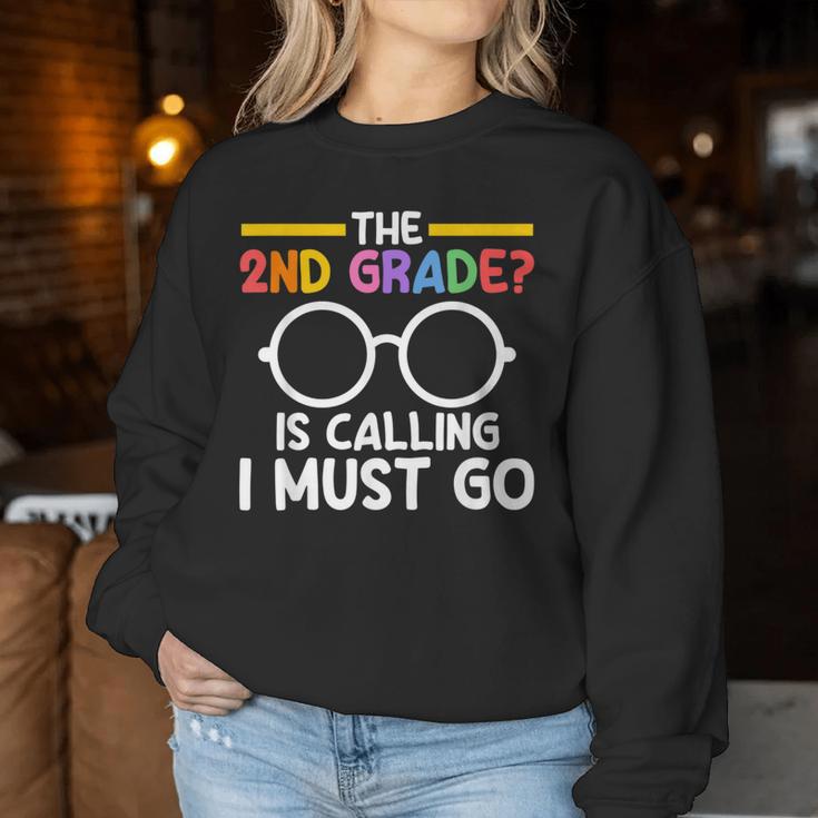 The 2Nd Grade Is Calling I Must Go First Grade Graduation レディーススウェットシャツ 面白い贈り物