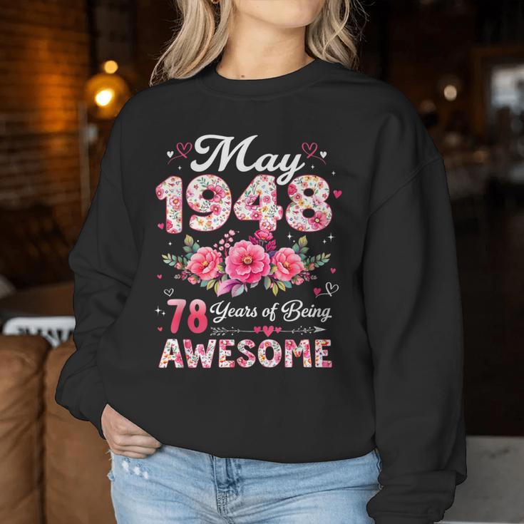 78歳 1948年5月 花柄 78歳 誕生日 男性 女性 レディーススウェットシャツ 面白い贈り物