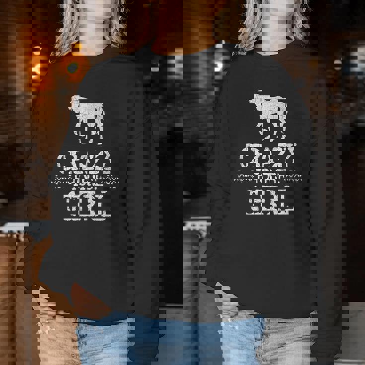 Crazy Horse Girl 、ストレスを感じたエクエストリアン愛好家へのギフト レディーススウェットシャツ 面白い贈り物