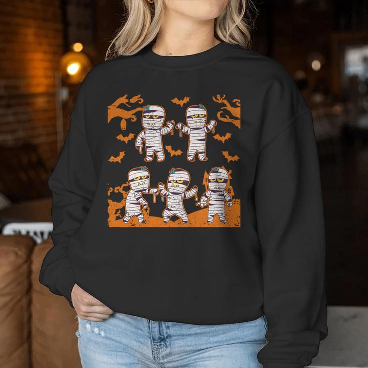 Dabbing Dancing Mummy ハロウィン ダブ ダンス ポーズ ミイラ 長袖tシャツ レディーススウェットシャツ 面白い贈り物