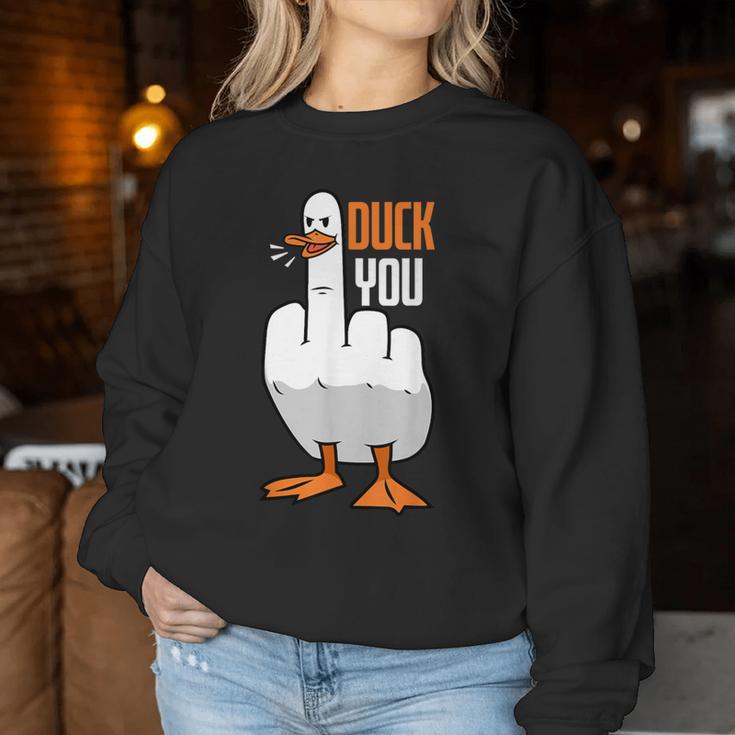 Duck You Duck レディーススウェットシャツ 面白い贈り物
