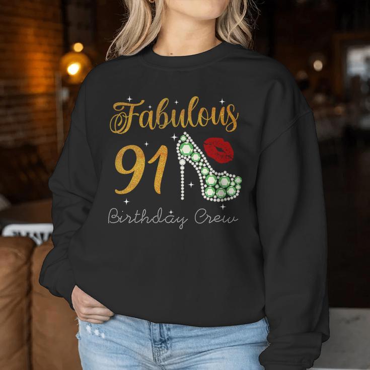 Fabulous Queen 91歳の誕生日クルーパーティ隊のお祝い 長袖tシャツ レディーススウェットシャツ 面白い贈り物