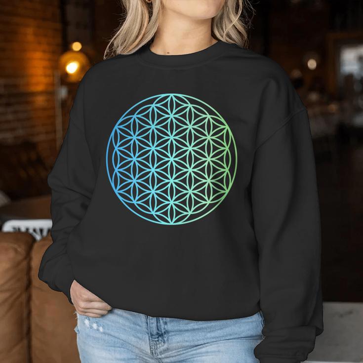 Flower Of Life 宇宙のポジティブなエネルギー フラワーオブライフ 長袖tシャツ レディーススウェットシャツ 面白い贈り物
