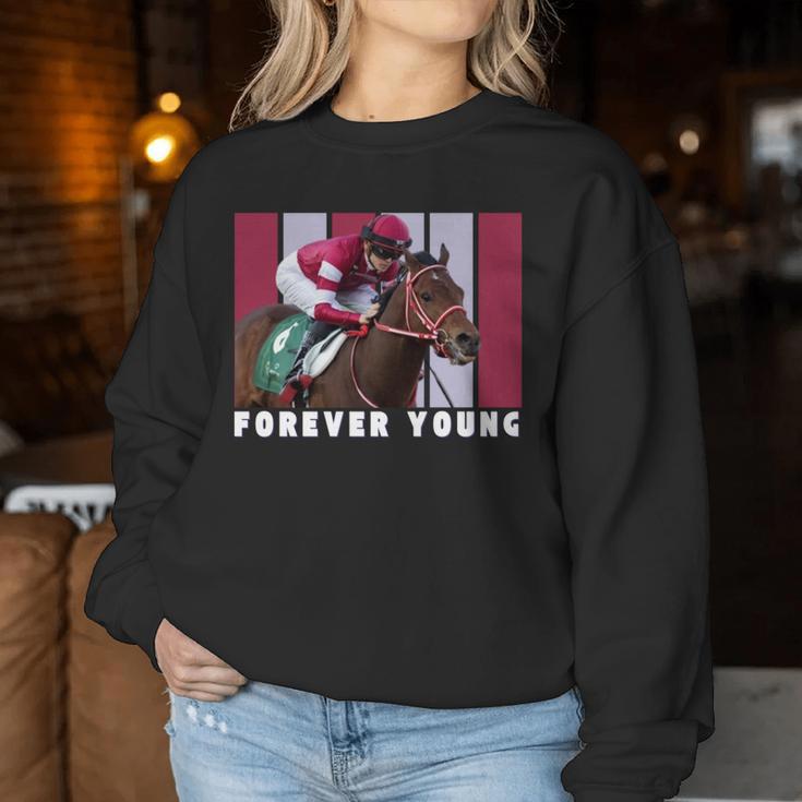 Forever Young Horse、競馬、デルマール、サンタアニタ 長袖tシャツ レディーススウェットシャツ 面白い贈り物