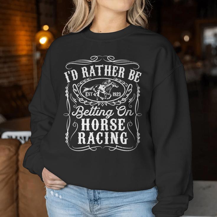 Id Rather Be Betting On Horse Racing 面白い 馬 ダービー ギフト 長袖tシャツ レディーススウェットシャツ 面白い贈り物