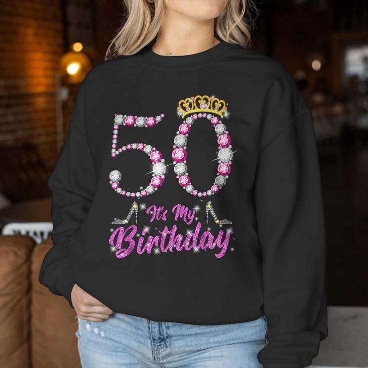 It's My 50Th Birthday Queen Tiarahoes 50歳 Old Bday ギフト レディーススウェットシャツ 面白い贈り物