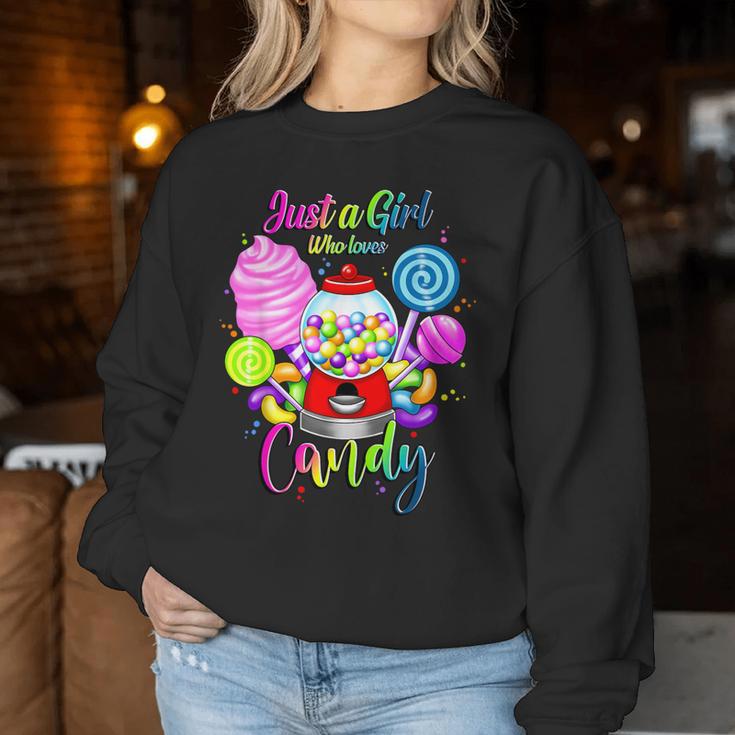 Just A Girl Who Loves Candy、レインボースイーツテスターギフト レディーススウェットシャツ 面白い贈り物