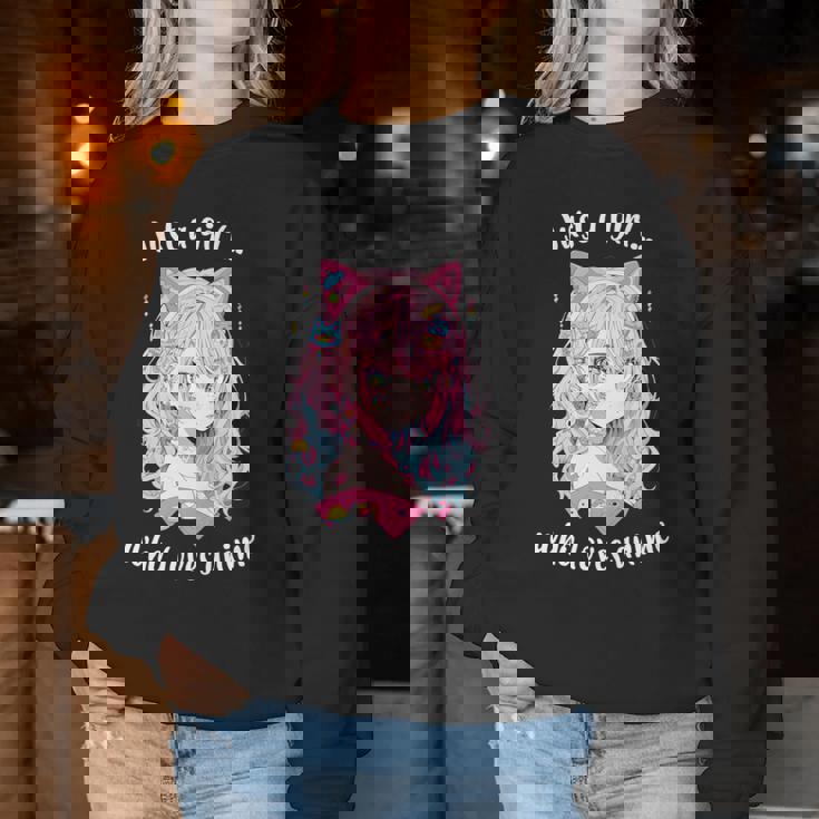 Just A Girl Who Loves アニメ カワイイ漫画 日本語 長袖tシャツ レディーススウェットシャツ 面白い贈り物