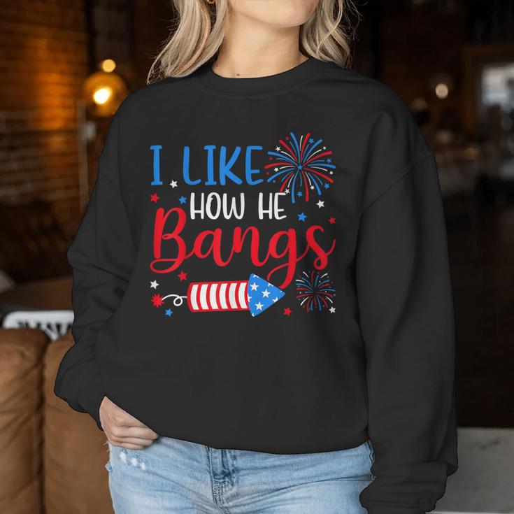I Like How He Bangs マッチング カップル 4Th Of July 花火 レディーススウェットシャツ 面白い贈り物