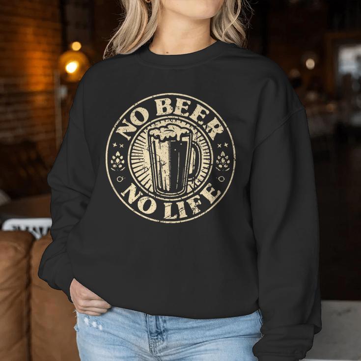 No Beer No Life ヴィンテージドリンク ビール愛好家 ビールファン向け レディーススウェットシャツ 面白い贈り物