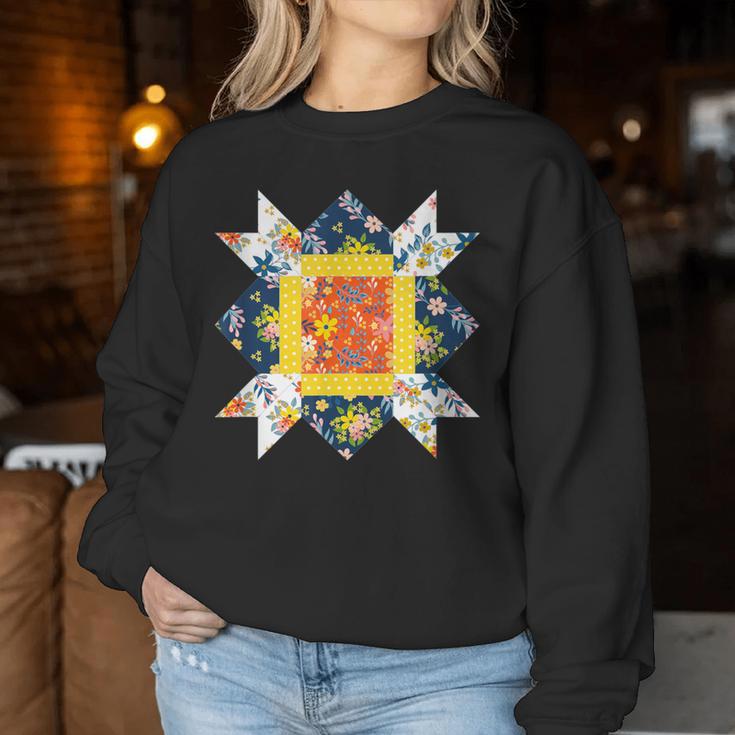 Quilters クラシック風防キルトブロック 花柄パッチワーク レディーススウェットシャツ 面白い贈り物