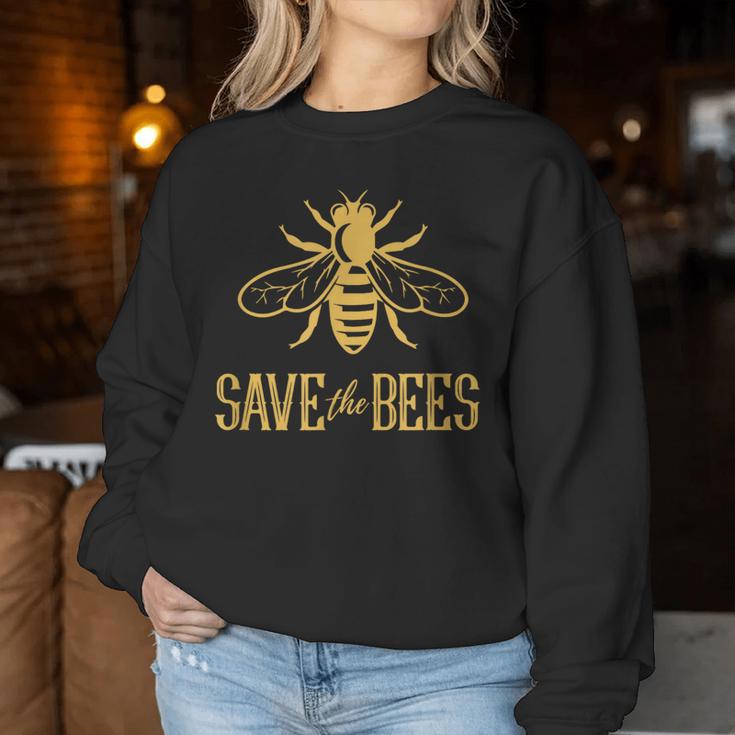 Save The Bees 花、じんましん、アースデイ、環境、平和 レディーススウェットシャツ 面白い贈り物