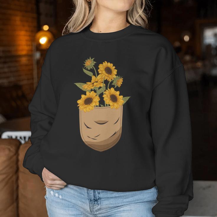 ゴッホ ひまわり ポケットアート 花柄 恋人スタイル 長袖tシャツ レディーススウェットシャツ 面白い贈り物