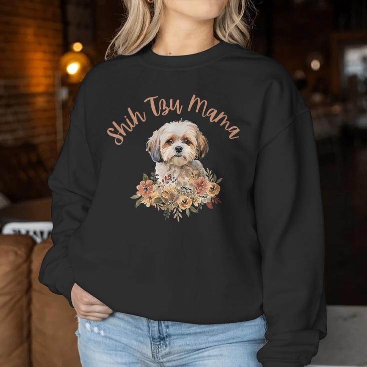 シーズーママ、シーズーママ、犬のお母さん、母の日、シーズー。 レディーススウェットシャツ 面白い贈り物