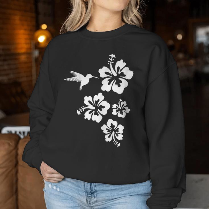 ハチドリ、ハイビスカス、花、男性、女性、子供 Tropical Hummingbird Hibiscus Flowers レディーススウェットシャツ 面白い贈り物