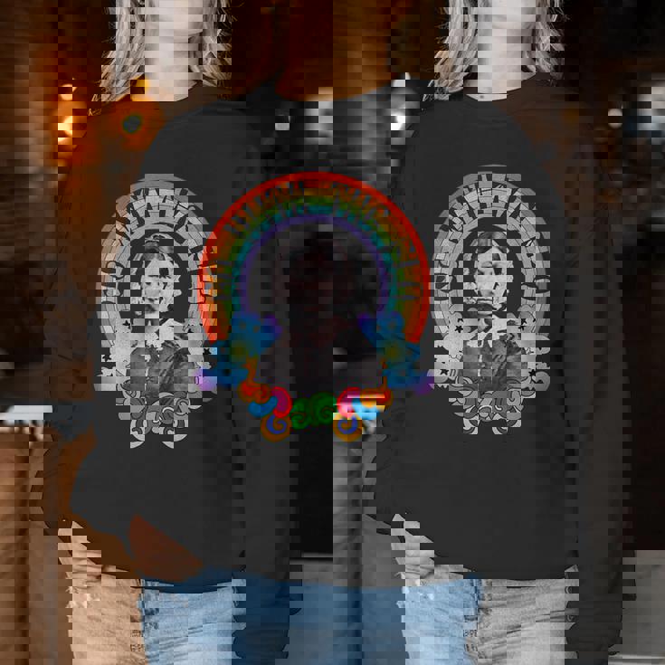 フローレンス・ナイチンゲール Groovy Nurse Go With Flo レトロレインボー レディーススウェットシャツ 面白い贈り物